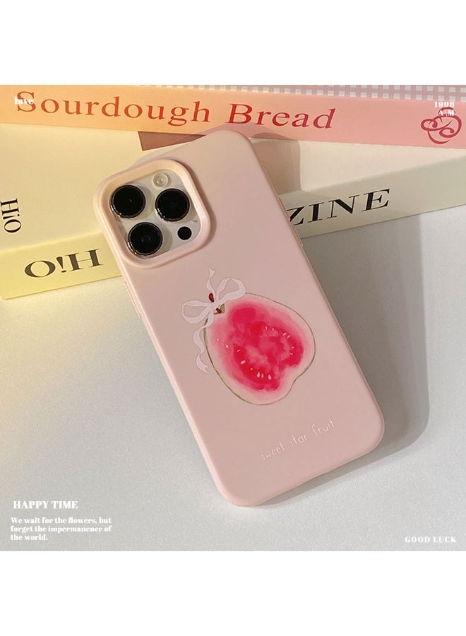 NIBEMINENT Fruit Series Protective TPU Case Cover For iPhone 16, Cherry Blossom Powder