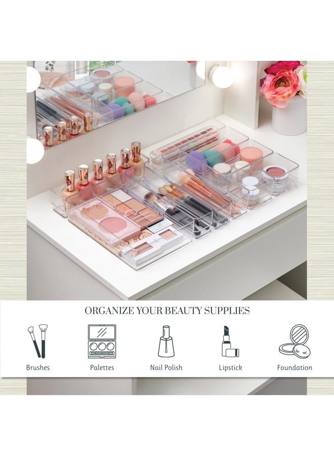 STORi SimpleSort 10-Piece Stackable Clear Drawer Organizer Set | Multi-size Trays | Makeup Vanity Storage Bins and Office Desk Drawer Dividers | Made in USA - Image 3