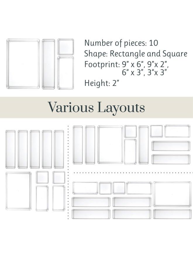 STORi SimpleSort 10-Piece Stackable Clear Drawer Organizer Set | Multi-size Trays | Makeup Vanity Storage Bins and Office Desk Drawer Dividers | Made in USA - Image 5