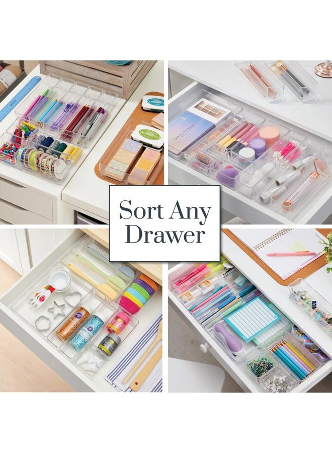 STORi SimpleSort 10-Piece Stackable Clear Drawer Organizer Set | Multi-size Trays | Makeup Vanity Storage Bins and Office Desk Drawer Dividers | Made in USA - Image 4