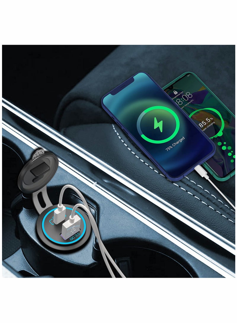 12V PD 3.0 & Quick USB Car Fast Charger Socket with ON/OFF Switch for 12V/24V Vehicles, Boats, Golf Carts, Marine, RVs, and Motorcycles (Extension Cord Not Included) - Image 3