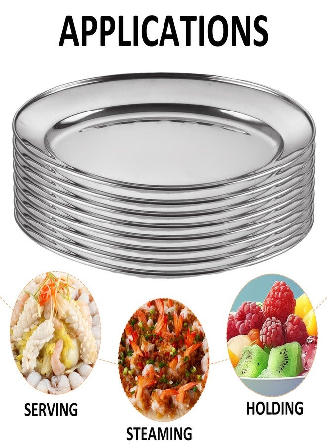 AKOLAFE 8PCS Large Stainless Steel Sizzle Platter Food Serving Trays for Party Buffet Oval Serving Platter Set Decorative Silver Plates Metal Tray Long Sizzler Plates for Sushi Appetizer Table Dish - Image 3