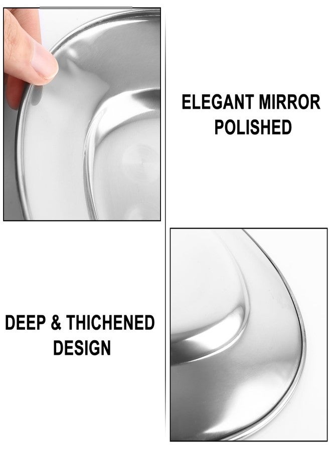 AKOLAFE 8PCS Large Stainless Steel Sizzle Platter Food Serving Trays for Party Buffet Oval Serving Platter Set Decorative Silver Plates Metal Tray Long Sizzler Plates for Sushi Appetizer Table Dish - Image 4