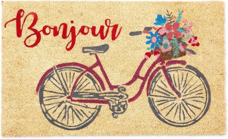 DII Natural Coir Doormat, Decorative Hello Mat, Bonjour, 18X30" - Image 1