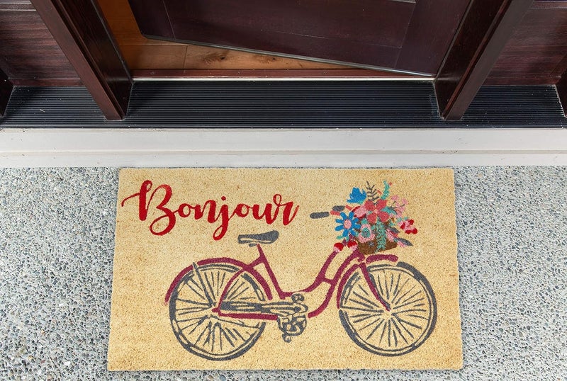 DII Natural Coir Doormat, Decorative Hello Mat, Bonjour, 18X30" - Image 2