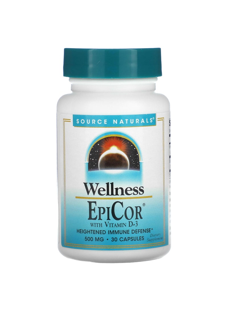 Wellness, EpiCor With Vitamin D-3, 500 mg, 30 Capsules