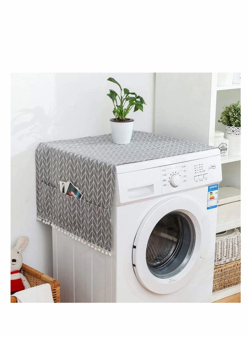 SYOSI Fridge Dust Cover,Refrigerator Dust Proof Cover,Washing Machine Top Cover,Washing Machine Cover (55x130cm Gray Arrow) - Image 1