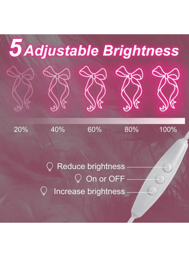 DUOLIYBC Bow Ribbon Neon Sign - Light-Up Pink Bow Neon Decor for Girls Bedroom, Nursery, and Birthday Gift, Elegant Wall Art for Kids, 15″ × 9.2″ - Image 5