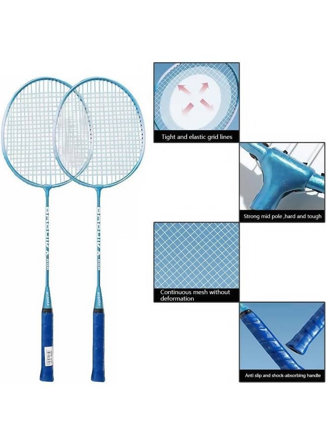 ليشا طقم مضربان لتنس الريشة مع 3 كرات ريشة الريشة وحقيبة حمل واحدة، ألعاب كرة الريشة في الفناء الخلفي للأماكن الخارجية والحديقة والشاطئ، لعبة ممتعة للعائلة - Image 2