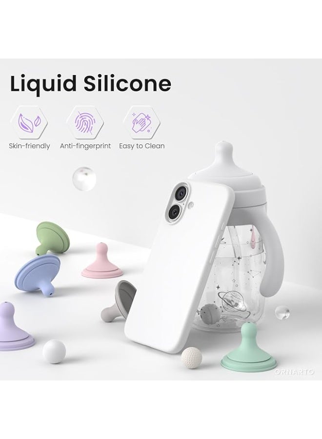 جراب متوافق مع iPhone 17 مقاس 6.3 بوصة، جراب هاتف نحيف من السيليكون السائل بثلاث طبقات مغطى بالكامل بجل ناعم مطاطي وغطاء واقٍ مقاس 6.3 بوصة، أبيض - Image 3
