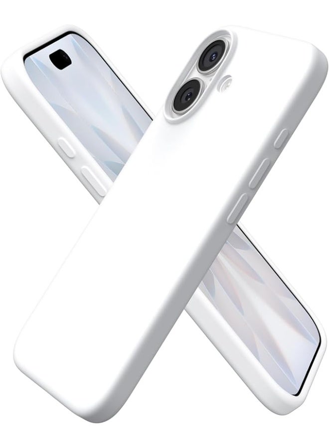 جراب متوافق مع iPhone 17 مقاس 6.3 بوصة، جراب هاتف نحيف من السيليكون السائل بثلاث طبقات مغطى بالكامل بجل ناعم مطاطي وغطاء واقٍ مقاس 6.3 بوصة، أبيض - Image 1