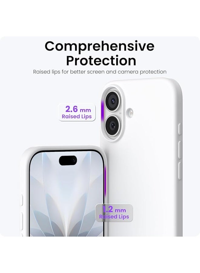 جراب متوافق مع iPhone 17 مقاس 6.3 بوصة، جراب هاتف نحيف من السيليكون السائل بثلاث طبقات مغطى بالكامل بجل ناعم مطاطي وغطاء واقٍ مقاس 6.3 بوصة، أبيض - Image 2