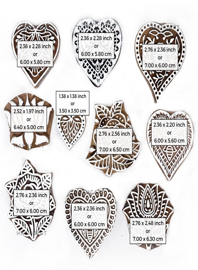 Hashcart | Set of 10 | Multi Flower Design Printing Stamps for Scrapbooking | Blocks for Project Making | Henna Mehndi | Kids & Art Project | Fabric Textile | Pottery Craft - Image 4