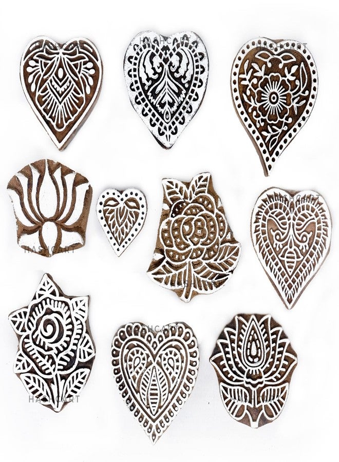 Hashcart | Set of 10 | Multi Flower Design Printing Stamps for Scrapbooking | Blocks for Project Making | Henna Mehndi | Kids & Art Project | Fabric Textile | Pottery Craft - Image 2