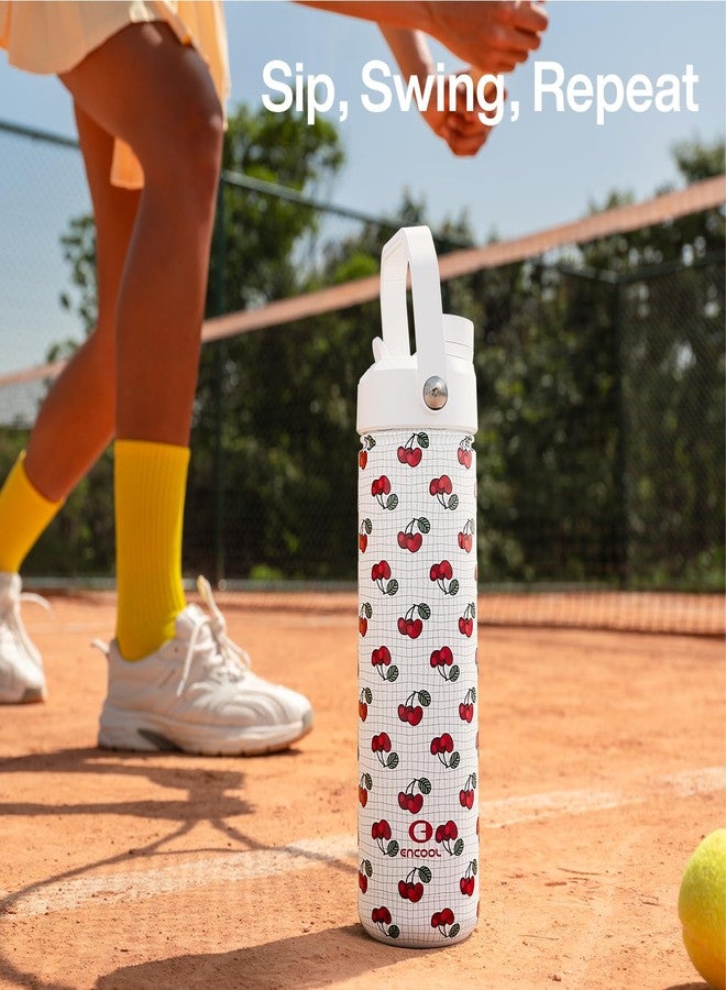 ENCOOL Insulated Water Bottle with Straw Stainless Steel Water Bottle, Leak-Proof, BPA-Free, Double Wall Vacuum Keeps Cold for 24 Hours for Sports, Travel, School (26 oz, Cherry) - Image 5