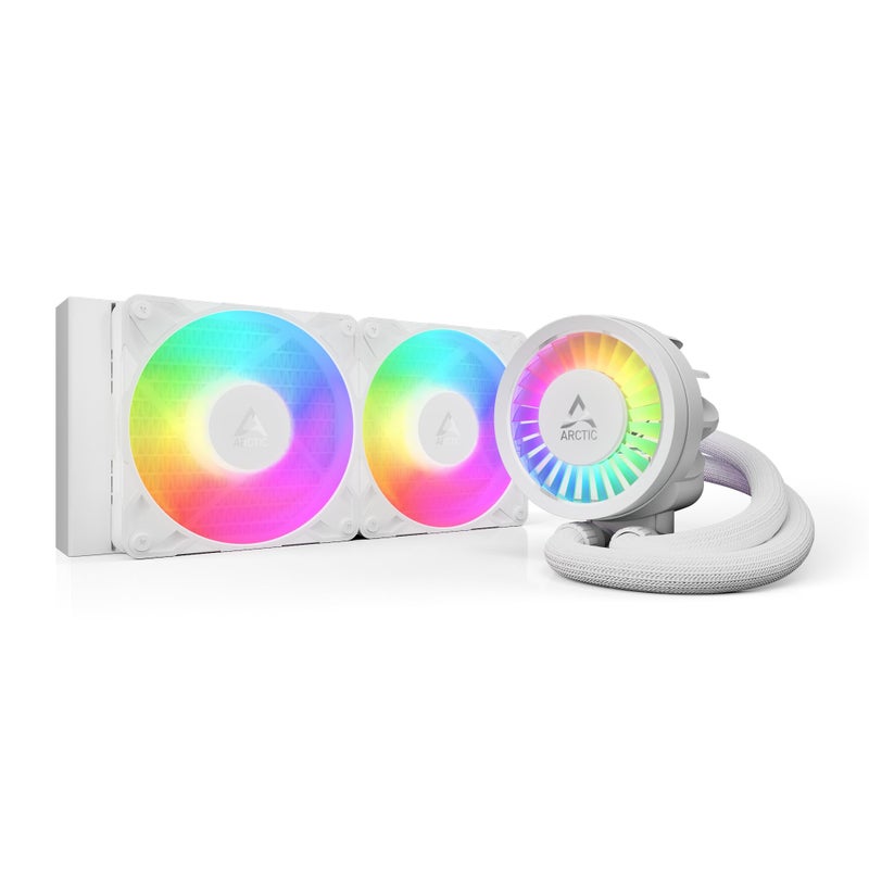 ARCTIC Liquid Freezer III Pro 240 A-RGB (White) - AIO CPU Cooler, 2 x 120 mm Water Cooling, 38 mm Radiator, PWM Pump, VRM Fan, AMD AM5/AM4, Intel LGA1851/1770 Contact Frame - White - Image 1