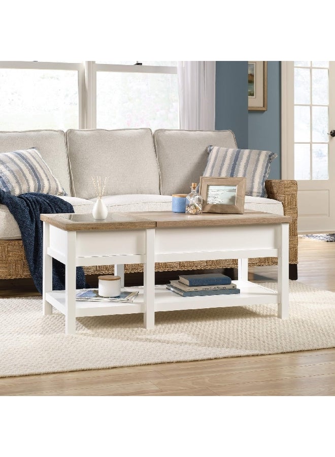 Cottage Road Lift-Top Rectangular Coffee Table White and Brown 48.2 x 109 x 48.3 cm 421463