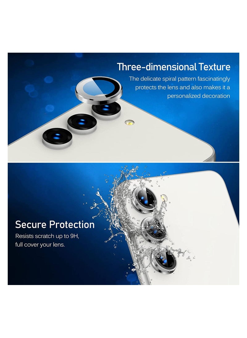 Wtech Premium Camera Lens Frame Tempered Glass Protector Aluminum Alloy Adhesive Coating For Samsung Galaxy S23 Plus 5G 2023 Silver - Image 3