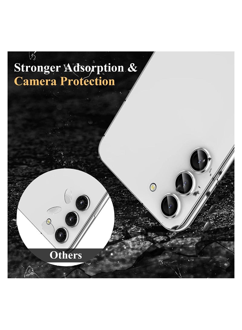 Wtech Premium Camera Lens Frame Tempered Glass Protector Aluminum Alloy Adhesive Coating For Samsung Galaxy S23 Plus 5G 2023 Silver - Image 4