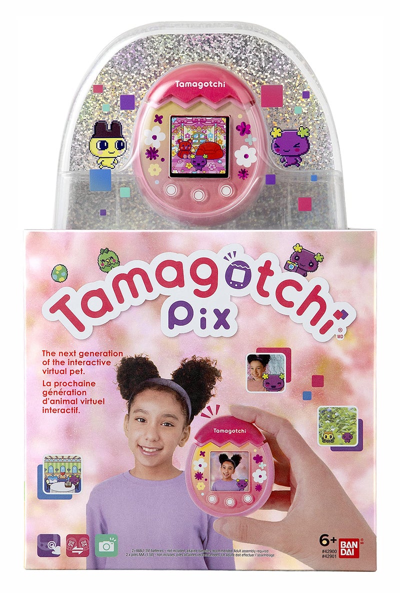 Bandai Tamagotchi 42901 Bandai Pix The Next Generation of Virtual Reality Pet with Camera  Games and Collectable Characters-Floral  Pink - Image 5