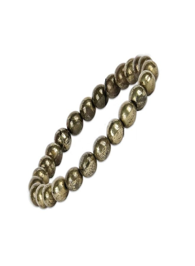 Pushkar Gems PYRITE Healing Crystal Gem Stone Crystal Bracelet - Original, 8 Mm, For Courage, Protector And Will Power - UNISEX - Image 1