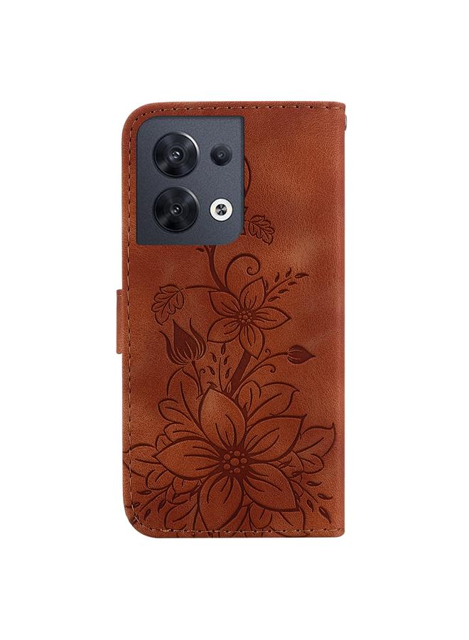 S-TOP Case For OPPO Reno8 5G Lily Embossed Leather Phone Case - Image 3