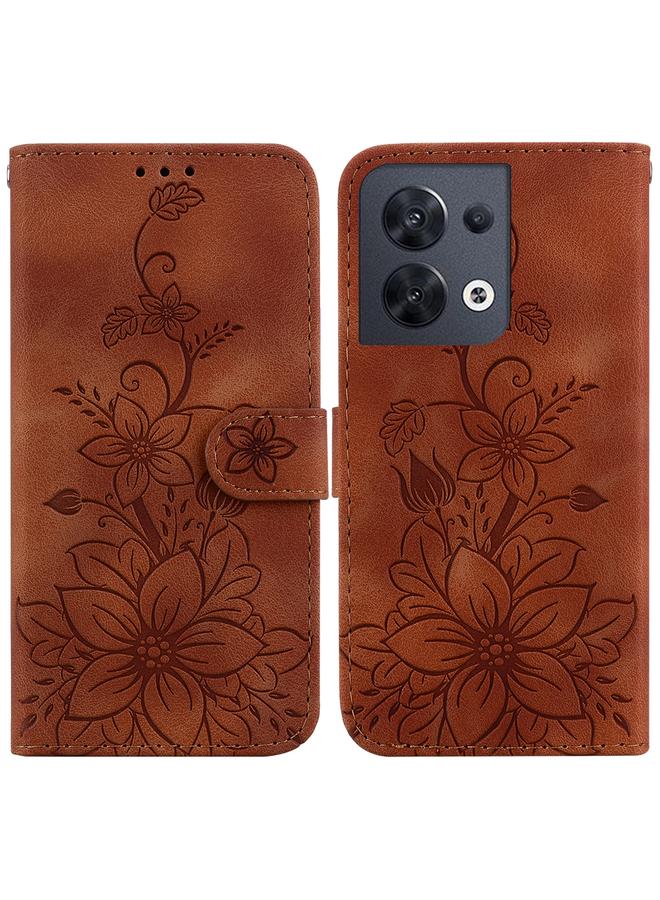 S-TOP Case For OPPO Reno8 5G Lily Embossed Leather Phone Case - Image 1