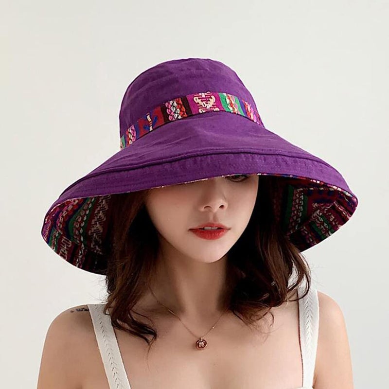 HUAMULAN Women Wide Brim Sun Hats Summer Beach Bohemian Fishing Hat for Hiking Garden Travel Lawn Work Chin Strap UV Protection - Image 5