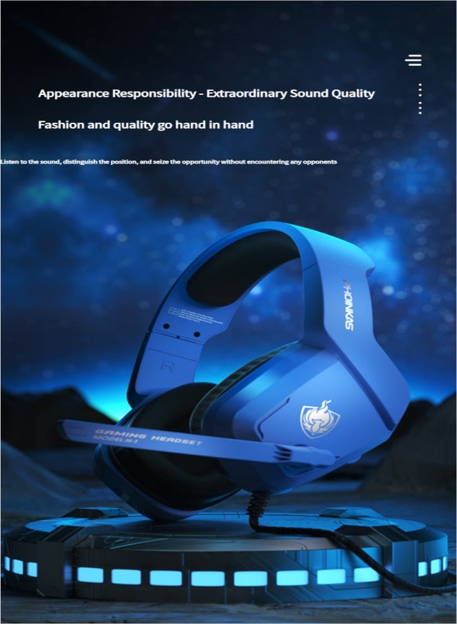 general Gaming Headset for PS4, PS5, PC, Laptop, Stereo Over Ear Gaming Headphones with Noise-Canceling Mic, Gaming Headsets for XboxOne, Switch, Laptop, Mac, Phone  Navy Blue - Image 4