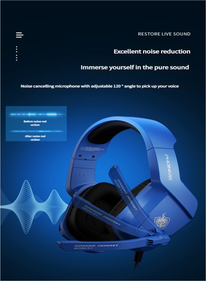 general Gaming Headset for PS4, PS5, PC, Laptop, Stereo Over Ear Gaming Headphones with Noise-Canceling Mic, Gaming Headsets for XboxOne, Switch, Laptop, Mac, Phone  Navy Blue - Image 5