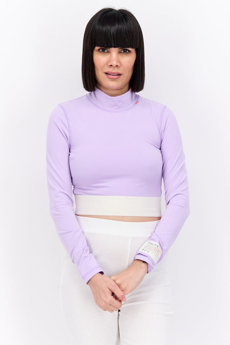 TRIBE OF 6 Women Plain Rash Guard Swimwear, Purple - Image 1