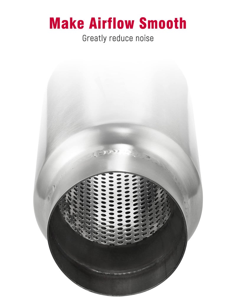 UPOWER 3" Inlet&Outlet Exhaust Resonator,9" Overall Length Center Straight Through Stainless Steel Muffler,Polished - Image 5