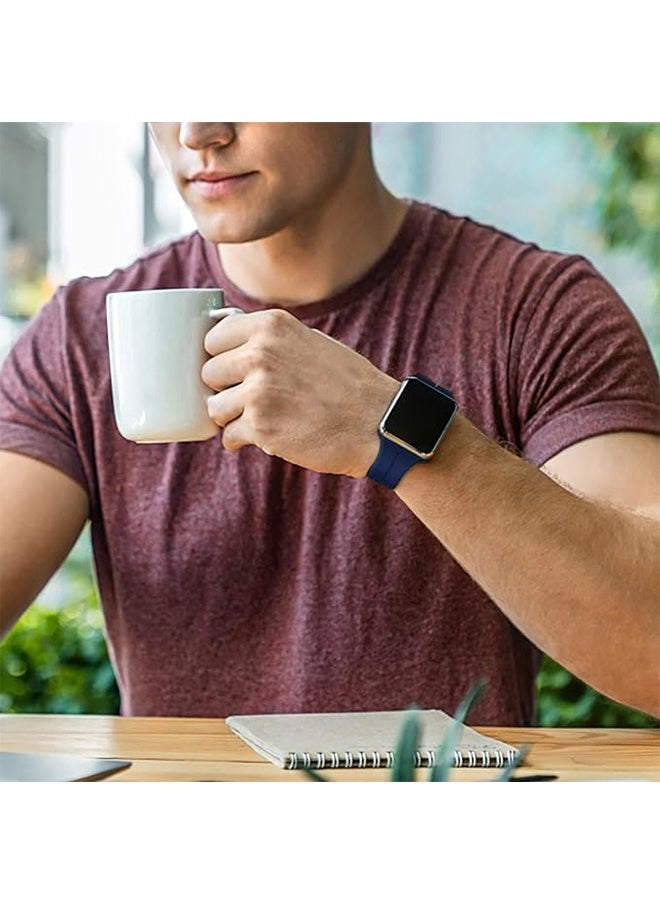 Ocean - Magnetic for Apple Watch Ultra Band 49mm/45mm/44mm/42mm iWatch Bands, Soft Sport Silicone Replacement Wristband Strap for Apple Watch Band Series 9/8/7/6/5/4/SE/SE 2nd/Ultra 2/Ultra, Midnight Blue - Image 1