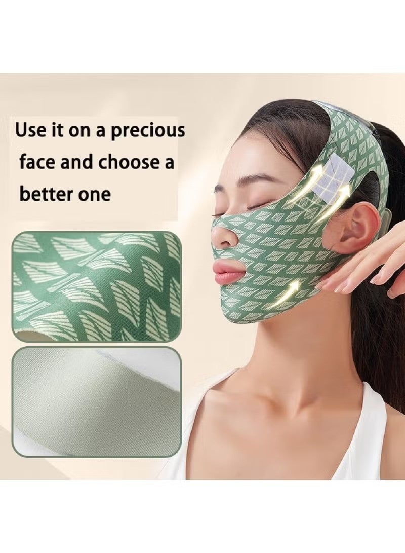 V Line Lifting Bandage，Adjustable Jawline Lift Tape, Enhancer Face Patch Firming Contouring Face Mask（Green） - Image 2
