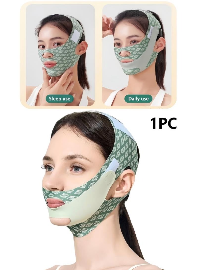 V Line Lifting Bandage，Adjustable Jawline Lift Tape, Enhancer Face Patch Firming Contouring Face Mask（Green） - Image 1