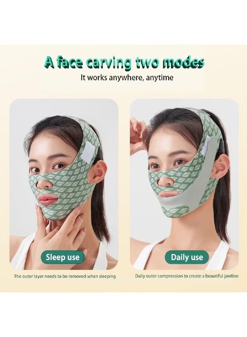 V Line Lifting Bandage，Adjustable Jawline Lift Tape, Enhancer Face Patch Firming Contouring Face Mask（Green） - Image 5