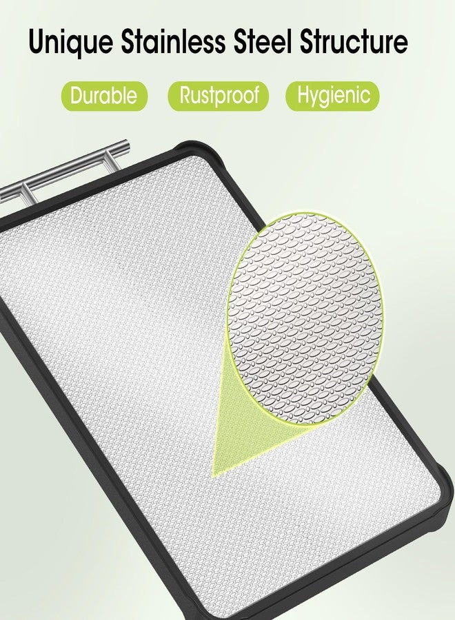 Faryuan Dishwasher Safe 316 Stainless Steel Cutting Board for kitchen, Double-Sided Pure 316/Wheat Straw PP, Scratch-Resistant Chopping Board with Juice Groove&Grinding Area, Easy to Clean Large Size 16"*11" - Image 4