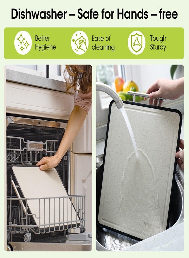 Faryuan Dishwasher Safe 316 Stainless Steel Cutting Board for kitchen, Double-Sided Pure 316/Wheat Straw PP, Scratch-Resistant Chopping Board with Juice Groove&Grinding Area, Easy to Clean Large Size 16"*11" - Image 3