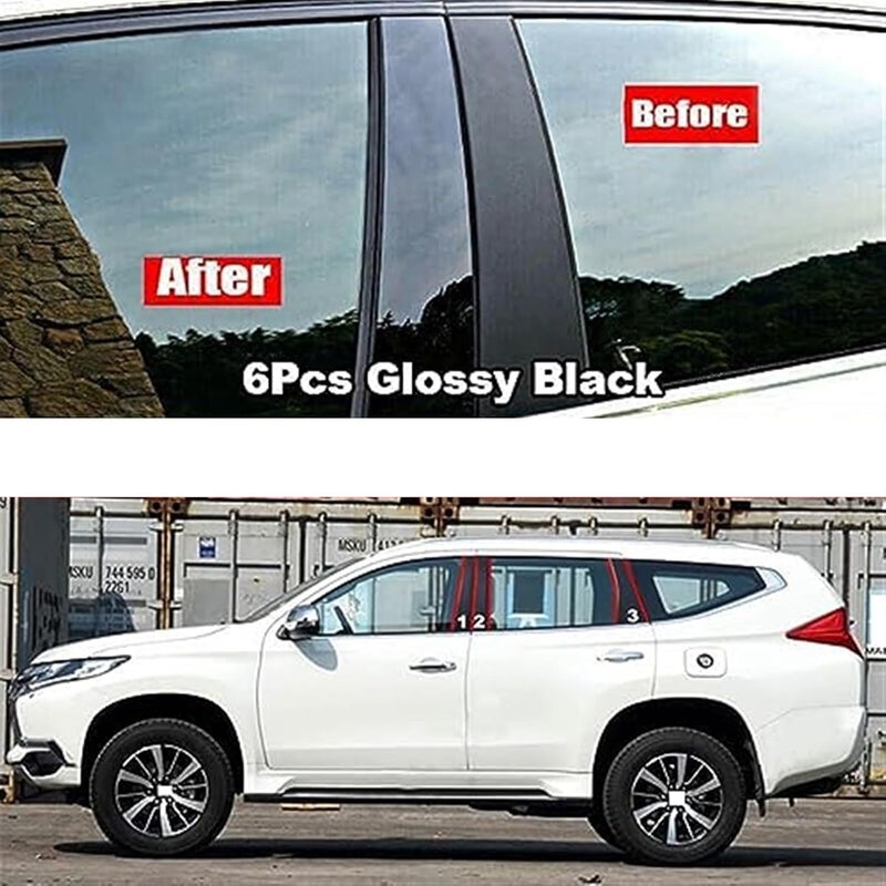 Wivplex Window Pillar Posts Trim Cover Stickers for Mitsubishi Pajero Sport - Image 4
