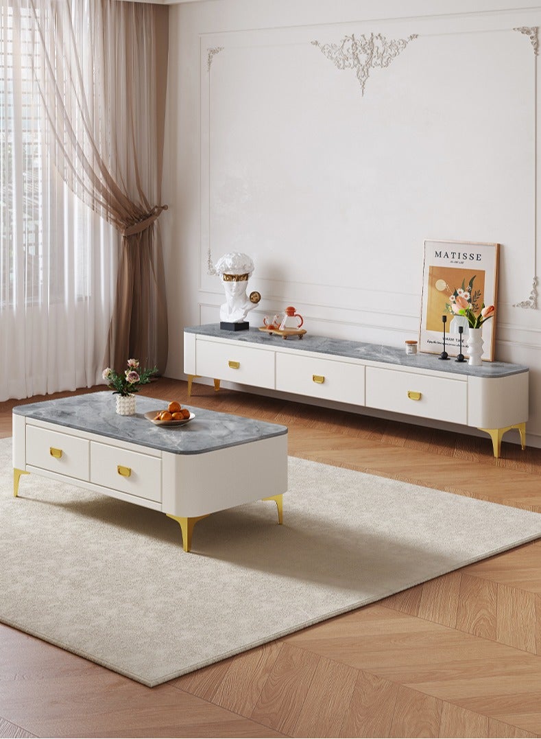 Generic Light Luxury Glass Tea Table Simple Small Family Living Room Modern Square Storage Tea Table Soft Bag TV Cabinet Combination  - Image 3