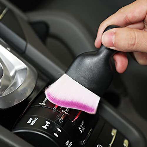 AOCISKA Car Interior Detailing Brush,Soft Bristle Cleaning Brush Car Detailing Brush Dusting Brush,Car Interior Cleaning Tool,Auto Detail Brush Car Dash Duster Brush (Black&Purple) - Image 3