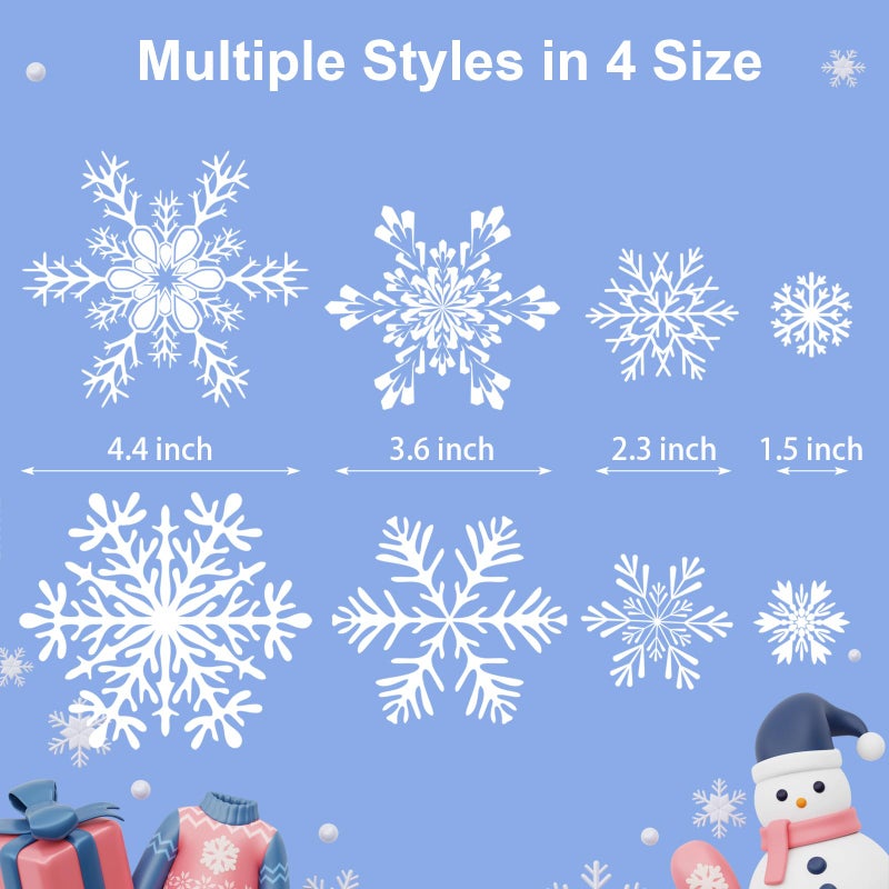 Newmiao 438Pcs Snowflake Window Cling Stickers For Christmas Decorations  10 Sheets Christmas Window Clings Of Different Shapes Xmas Decals For Glass Home Decor Indoor And Outdoor Party Supplies - Image 2