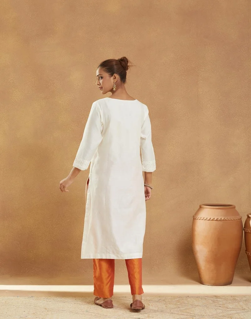 Fabindia  Natural Cotton Silk Embroidered Long Kurta for Women | Best Price UAE
