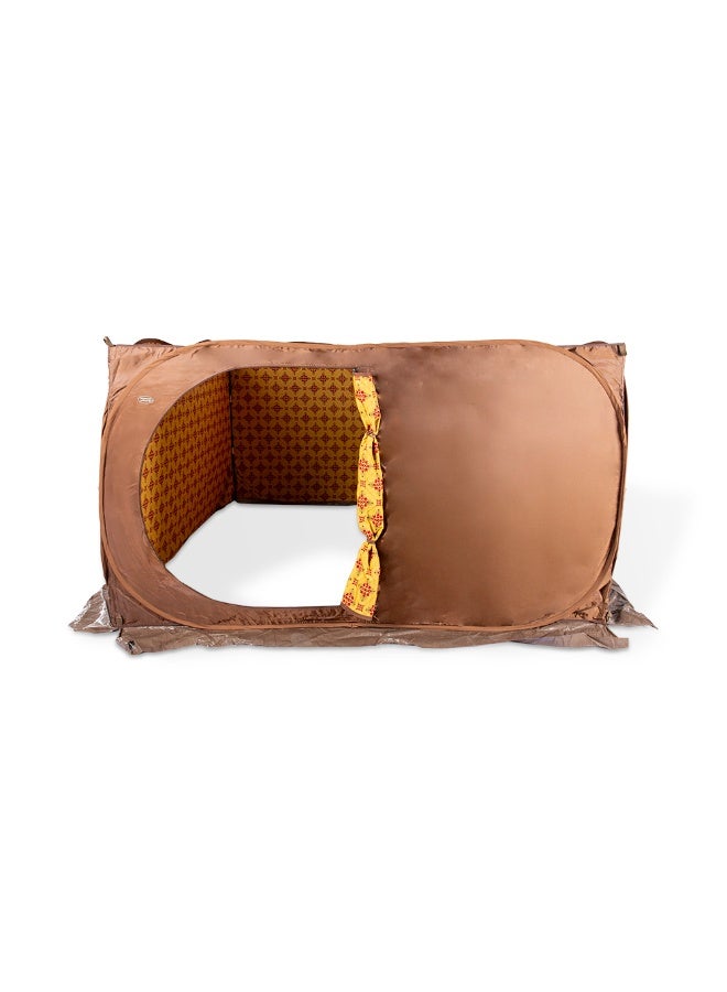 AL RIMAYA Al_Rimaya Folding Wind Screen | Durable Outdoor Shelter with Fiberglass Frame & 210D Oxford Fabric, 250x250x145 cm – Brown & Yellow - Premium Tent Accessories for Performance, Durability and Everyday Use - Image 1