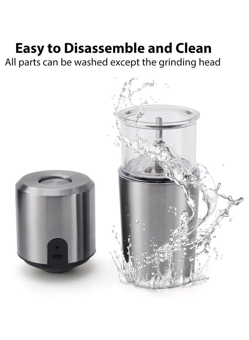 عام مطحنة قهوة كهربائية، صانعة قهوة محمولة لكوب واحد مع كوب سفر معزول، مطحنة حبوب قهوة مدمجة مع إعدادات طحن متعددة وفلاتر للسفر/التخييم/الإسبريسو/التحضير بالتنقيط/التصفية - Image 5