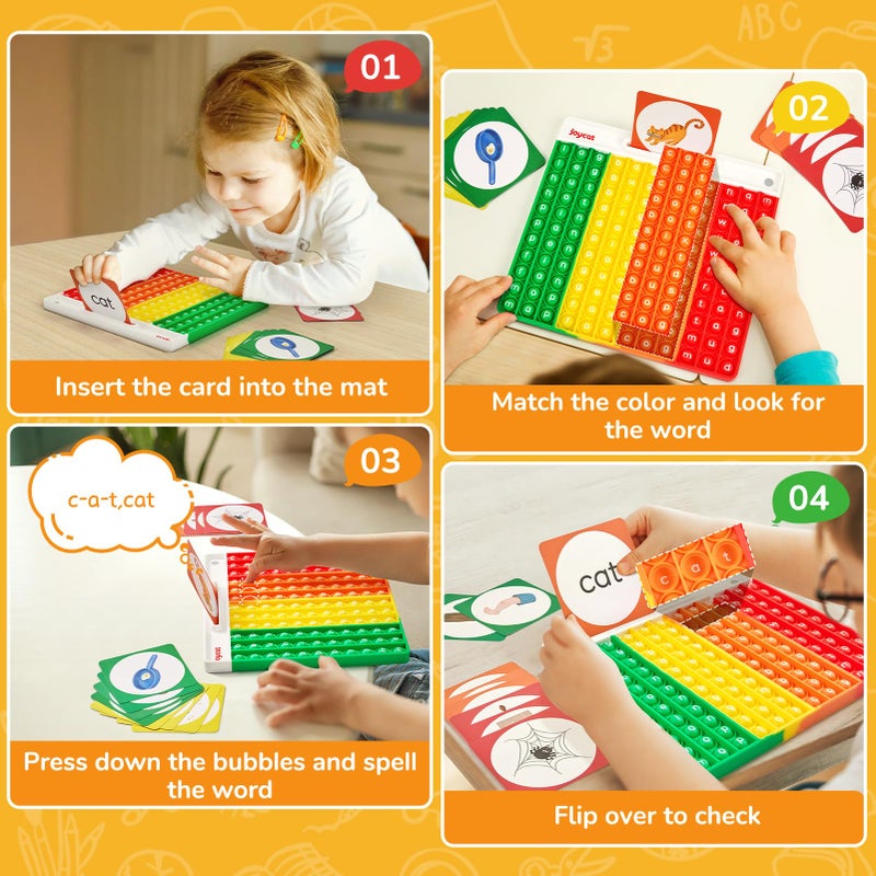 JoyCat CVC Word Games,Learn to Read in Weeks,Multisensory Reading & Phonics Game Ideal for Pre Kinderarten to 1st Grade-Homeschool Supplies-with 88 CVC Cards - Image 3
