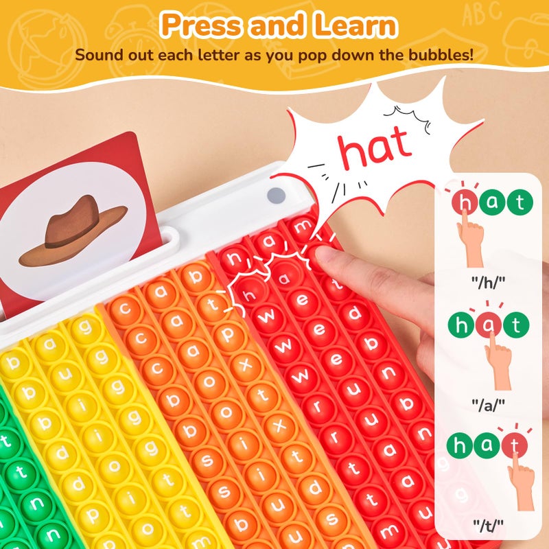 JoyCat CVC Word Games,Learn to Read in Weeks,Multisensory Reading & Phonics Game Ideal for Pre Kinderarten to 1st Grade-Homeschool Supplies-with 88 CVC Cards - Image 2