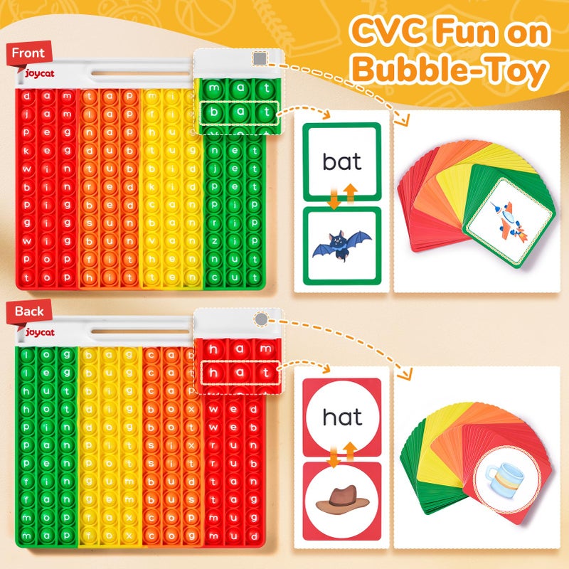 JoyCat CVC Word Games,Learn to Read in Weeks,Multisensory Reading & Phonics Game Ideal for Pre Kinderarten to 1st Grade-Homeschool Supplies-with 88 CVC Cards - Image 5