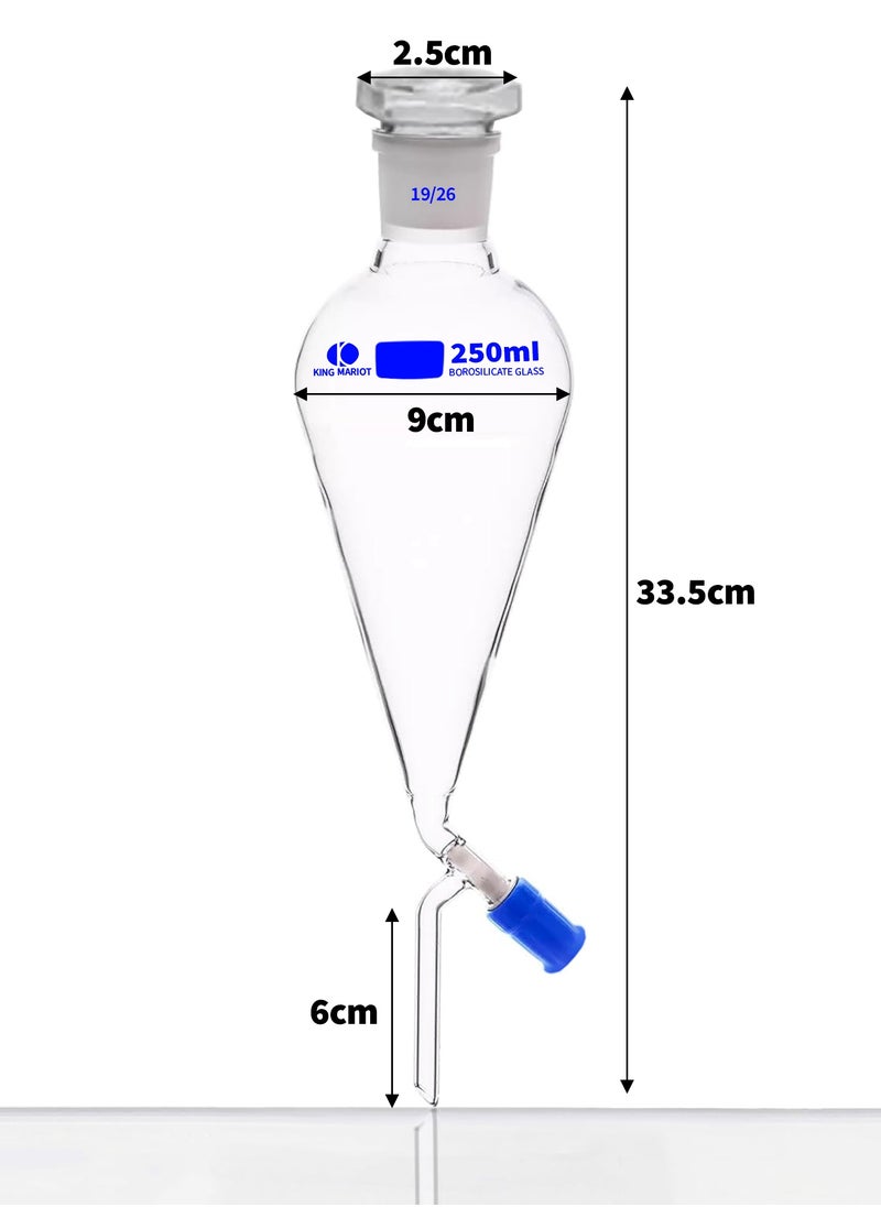 King Mariot 2 PCS King Mariot Separating Funnel Glass with Glass Stopper | 250ML Capacity | Borosilicate Glass | Ideal for Chemistry Labs and Experiments  - Image 2