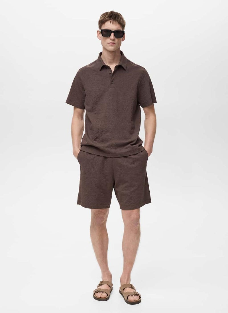 Mango Man Seersucker Shorts With Drawstring  - Image 4